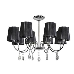 SORENTO Csillár 8X40W E14 Króm Lampshade Fekete