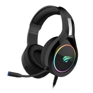 Havit- gamer vezetékes fejhallgató mikrofonnal, RGB+3,5mm jack- fekete