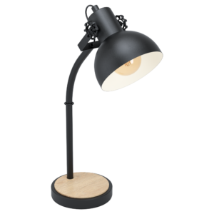 Asztali lámpa E27 1x28W fekete/fa Lubenham