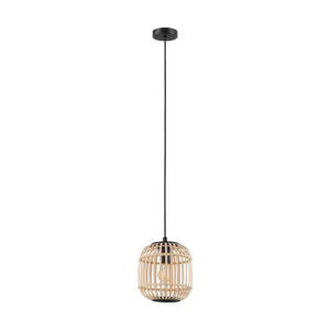 Függeszték.E27 1x28W 21cm fek/fa Bordesley