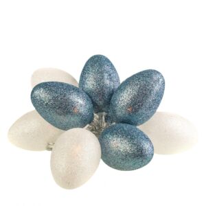 Eko-Light- Nagy műanyag húsvégi tojások fehér - szürke glitteres