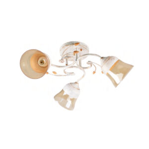 DORIA - Klausen - 3 búrás vintage, díszített mennyezeti lámpa - üveg/fém - antik fehér/szürke - IP20 - 3xE27, 3x11W