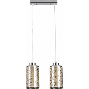 FINE - Klausen - 2 búrás, mintás, kávé színű függeszték  - üveg/fém - króm/kávé - IP20 - 2xE27, 2x11W