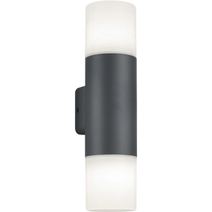 ASCOT - Klausen - 2 búrás, modern kültéri fali lámpa - aluminium/polikarbonát - opál fehér/ezüst - IP44 - 2xE27, 2x11W LED