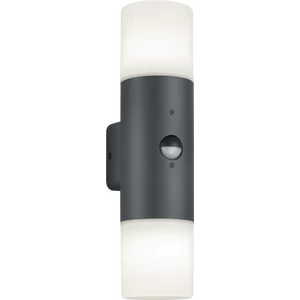 ASCOT - Klausen - 2 búrás, modern, szenzoros kültéri fali lámpa - aluminium/polikarbonát - opál fehér/ezüst - IP44 - 2xE27, 2x11W LED