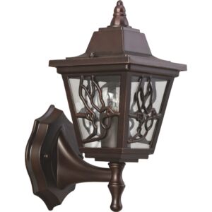 BOSTON - Klausen - Klasszikus, felfelé álló antik bronz, díszített kültéri fali lámpa - aluminium/üveg - antik bronz - IP44 - 1xE27, 1x11W LED