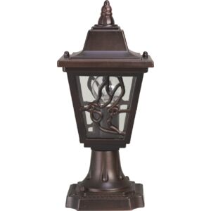 BOSTON - Klausen - Klasszikus, kicsi, antik bronz, díszített kültéri állólámpa - aluminium/üveg - antik bronz - IP44 - 1xE27, 1x11W LED