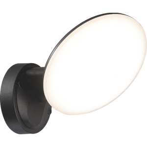 OSSETT - Klausen - Integrált LED, kör alakú kültéri fali lámpa - műanyag - fekete - IP44 - Integrált LED, 1x12W LED