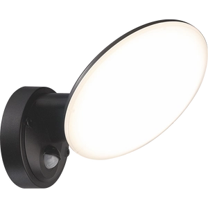 OSSETT - Klausen - Integrált LED, szenzoros, kör alakú kültéri fali lámpa - műanyag - fekete - IP44 - Integrált LED, 1x12W LED