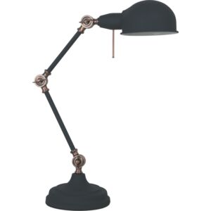NORRIS - Klausen - Steampunk stílusú, fekete irodai asztali lámpa - fém - matt fekete/vörösréz - IP20 - 1xE27, 1x11W