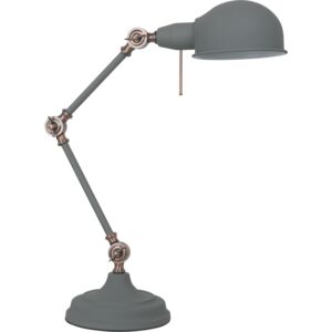 NORRIS - Klausen - Steampunk stílusú, szürke irodai asztali lámpa - fém - hamvas szürke/vörösréz - IP20 - 1xE27, 1x11W