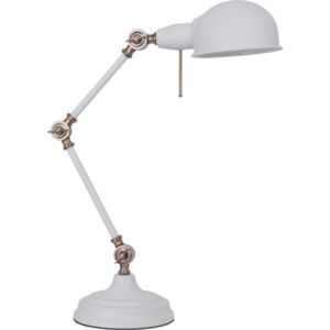 NORRIS - Klausen - Steampunk stílusú, fehér irodai asztali lámpa - fém - matt fehér/vörösréz - IP20 - 1xE27, 1x11W