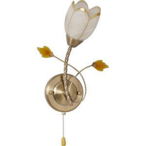 SUDAN - Klausen - Klasszikus, virág alakú falikar húzókapcsolóval - üveg/fém - bronz/fehér/arany - IP20 - 1xE14