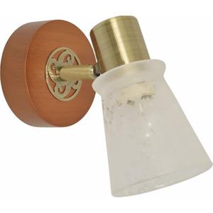 UROS - Klausen - Klasszikus, élénk fa, füstös üvegű falikar - üveg/fém/fa - fa/bronz/füstös üveg - IP20 - 1xE14, 1x7W