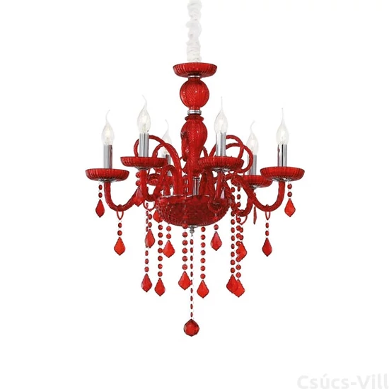 Ideal Lux- GIUDECCA SP6 üveg csillár- vörös