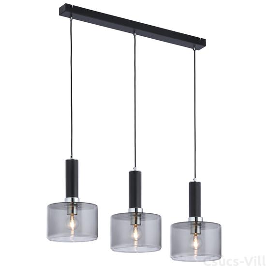 VANES - Jupiter - Modern, Függeszték 3 db füstös búrával - fekete, króm, füstös - 3xE27/60W