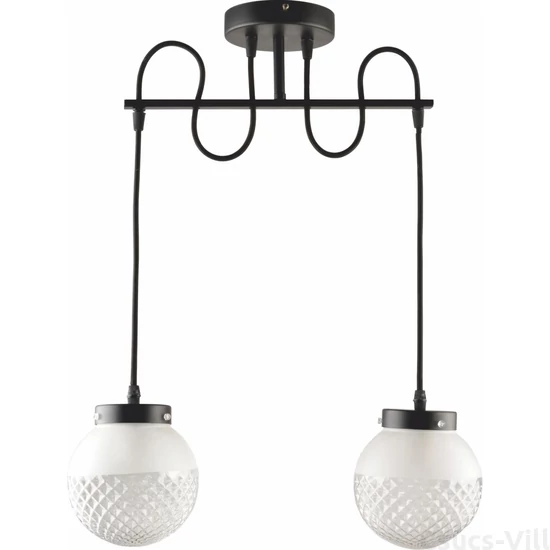 BALANCE - Klausen - 2 búrás indusztriális stílusú függeszték - üveg/fém - fekete/fehér- IP20 - 2xE27, 2x11W