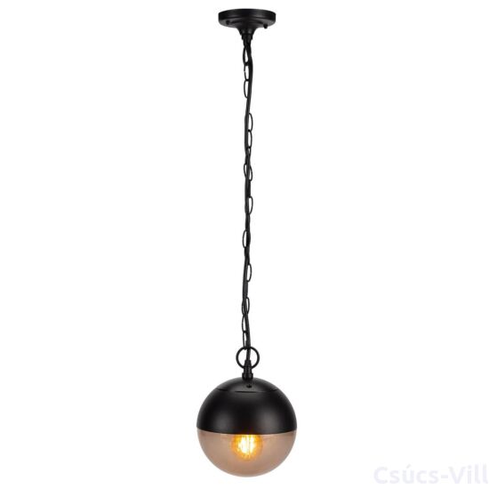 CLINTON - Klausen - Sötét, rácsos kültéri függeszték lámpa - fém/üveg - fekete/átlátszó - IP44 - 1xE27, 1x11W LED