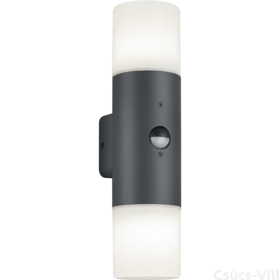 ASCOT - Klausen - 2 búrás, modern, szenzoros kültéri fali lámpa - aluminium/polikarbonát - opál fehér/ezüst - IP44 - 2xE27, 2x11W LED