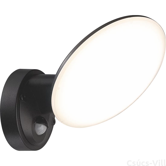 OSSETT - Klausen - Integrált LED, szenzoros, kör alakú kültéri fali lámpa - műanyag - fekete - IP44 - Integrált LED, 1x12W LED