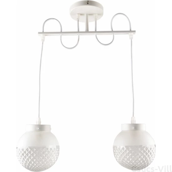 SWAY - Klausen - 2 búrás modern, alabástrom, díszített függeszték - üveg/fém - fehér - IP20 - 2xE27, 2x11W