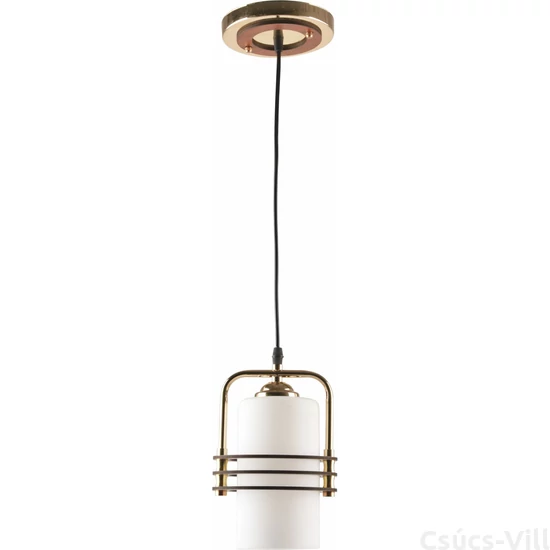 TAVERN - Klausen - Modern függeszték arany díszítékkel - üveg/fém - arany/fehér - IP20 - 1xE27, 1x11W
