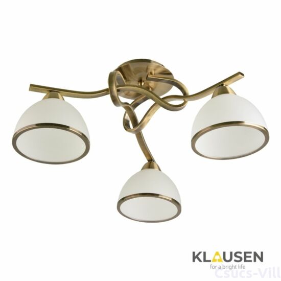 EGGO - Klausen - 3 búrás, klasszikus mennyezeti lámpa - üveg/fém - fehér/bronz - IP20 - 3xE27