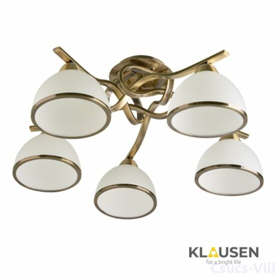 EGGO - Klausen - 5 búrás, klasszikus mennyezeti lámpa - üveg/fém - fehér/bronz - IP20 - 5xE27