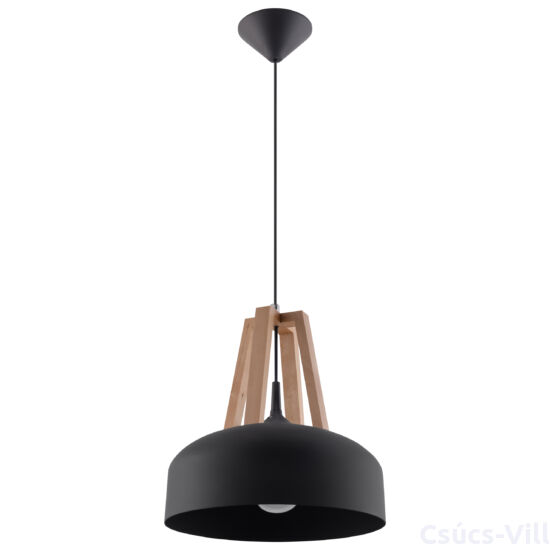 Sollux - Függeszték lámpa - CASCO Fekete/natúr fa