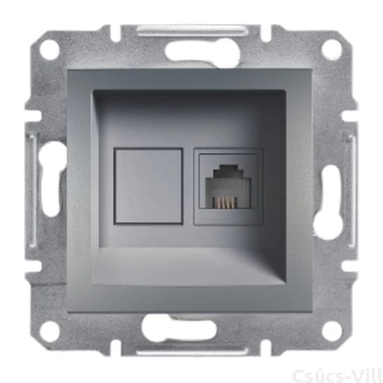 Schneider ASFORA 1xRJ11 telefon aljzat, acél 