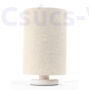 Kép 2/4 - BPS Boho - BPS Boho - Natúr krém színű lenvászon henger asztali lámpa fehér talppal 30 cm
