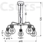 Kép 2/2 - GLIVA Függeszték 5 5X60W E27 Króm (Without bulb) - Candellux