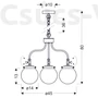 Kép 3/3 - BALLET Függeszték 3-as 3X40W E27 Patinás - Candellux