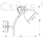 Kép 3/3 - ZUMBA Fali lámpa 1X40W E14 Fehér- Fekete