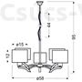 Kép 3/3 - Candellux- DRAGA függesztett csillár 5x60W-krém