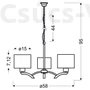 Kép 3/3 - Candellux- DRAGA függesztett csillár 3x60W-krém