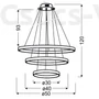 Kép 3/3 - Candellux-Króm hármas LED LUNE gyűrűs függeszték lámpa, 60W 4000K-króm