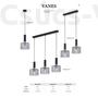 Kép 2/2 - VANES - Jupiter - Modern, Függeszték 3 db füstös búrával - fekete, króm, füstös - 3xE27/60W