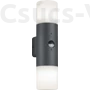 Kép 1/2 - ASCOT - Klausen - 2 búrás, modern, szenzoros kültéri fali lámpa - aluminium/polikarbonát - opál fehér/ezüst - IP44 - 2xE27, 2x11W LED
