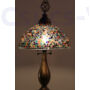 Kép 5/5 - Loop Mozaik Tiffany Asztai Lámpa - Antik Hatású arany - 62 Cm Magas Piros búrával