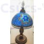 Kép 4/5 - Loop Mozaik Tiffany Asztai Lámpa -arany - 62 Cm Magas Kék búrával